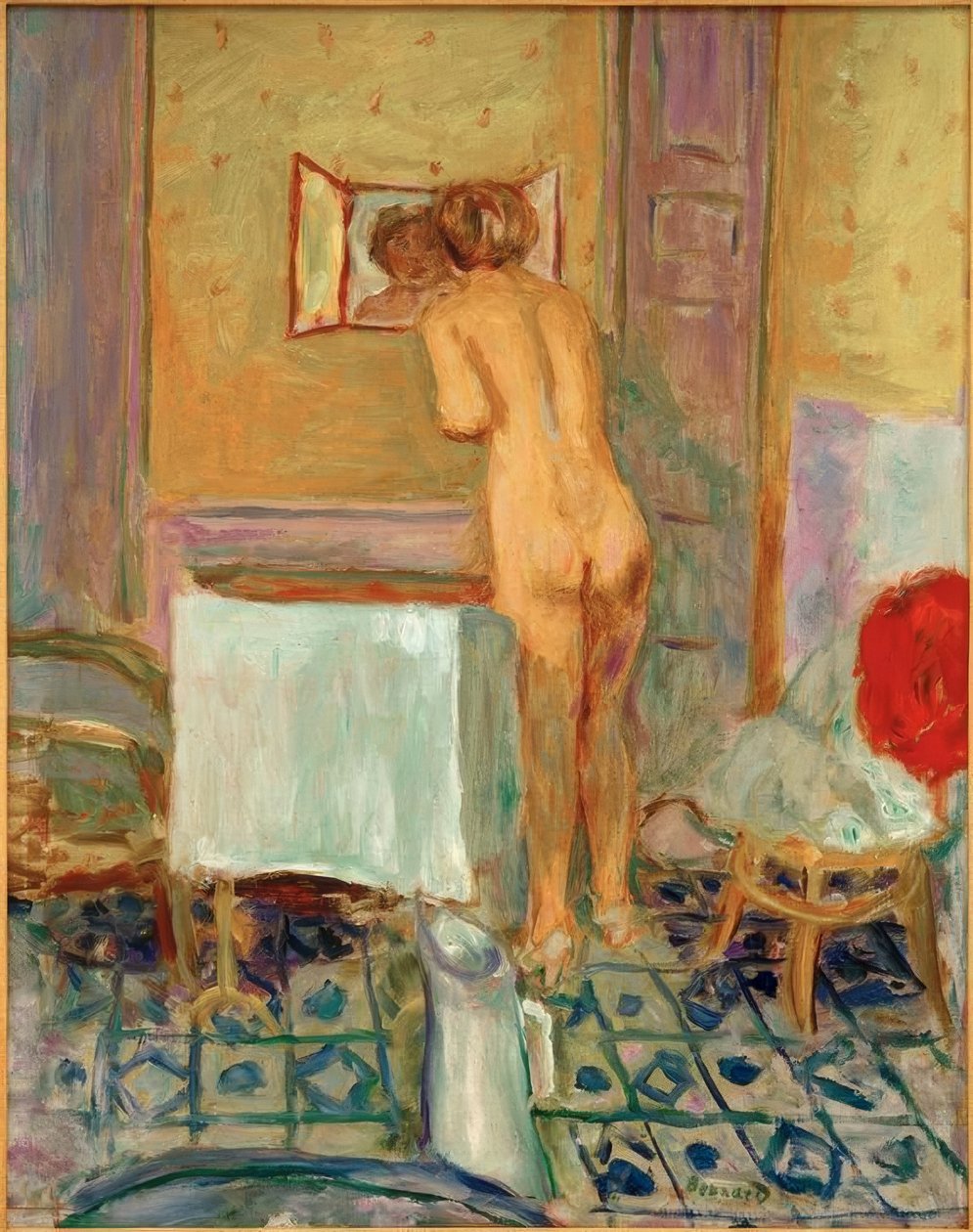 Akt v červeném hadříku nebo Akt na záchodě od Pierre Bonnard