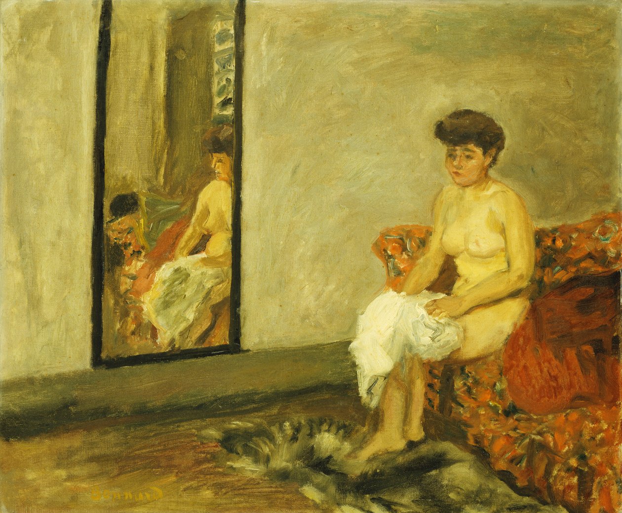 Nahý sedící na červené židli; Nahá sedící v červeném křesle od Pierre Bonnard
