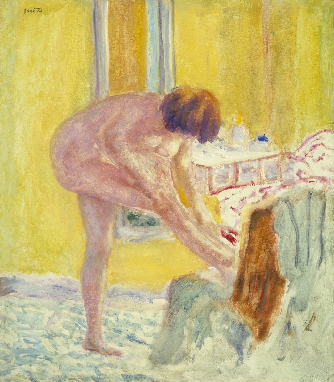 Akt, žluté pozadí, cca 1924 (olej na plátně) od Pierre Bonnard