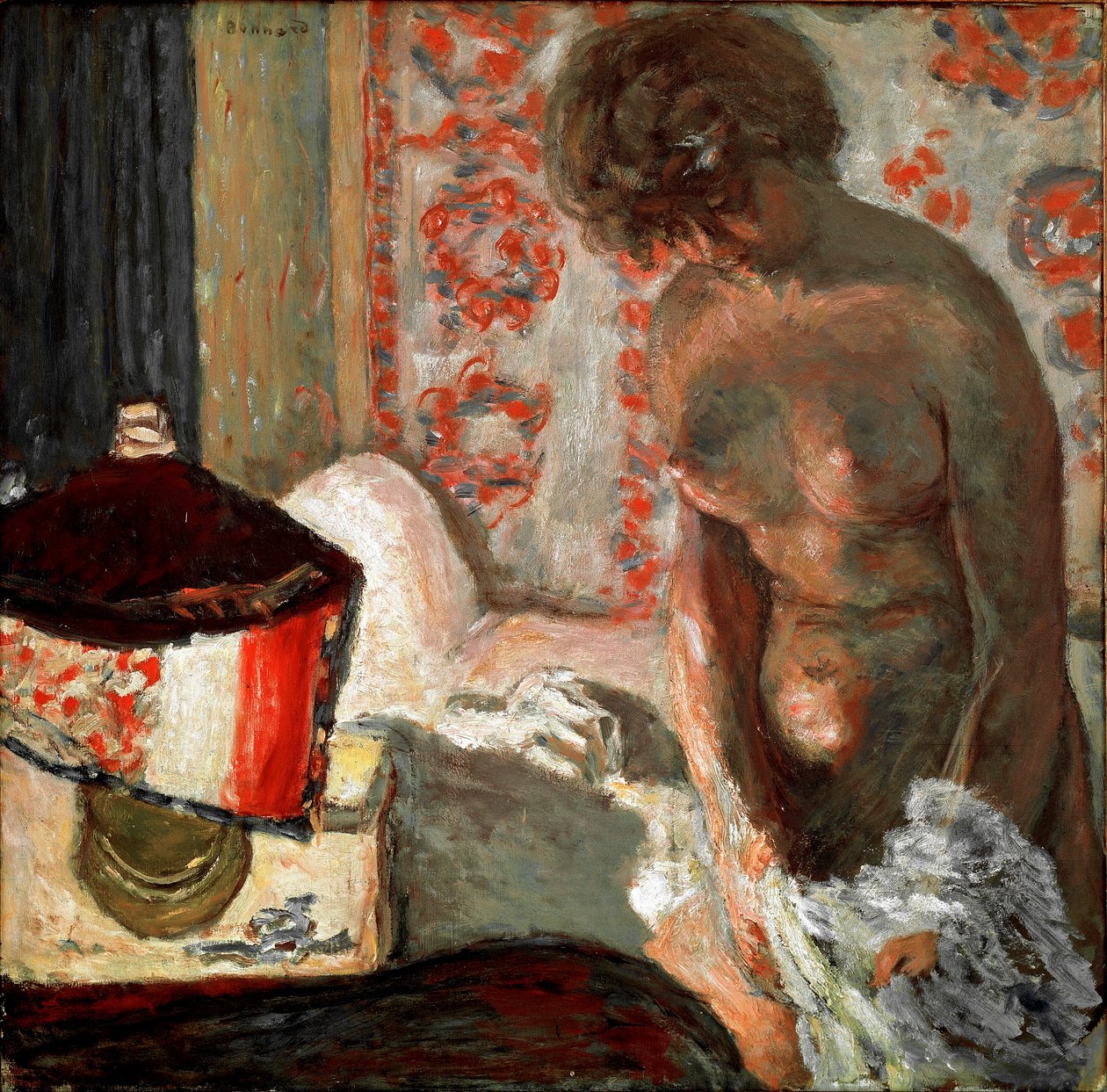 Akt u lampy Malba Pierra Bonnarda (1867-1947) 1910-1911 Rozměr 75,5x75 cm Bern, kolekce Hanse R. Hahnlosera od Pierre Bonnard