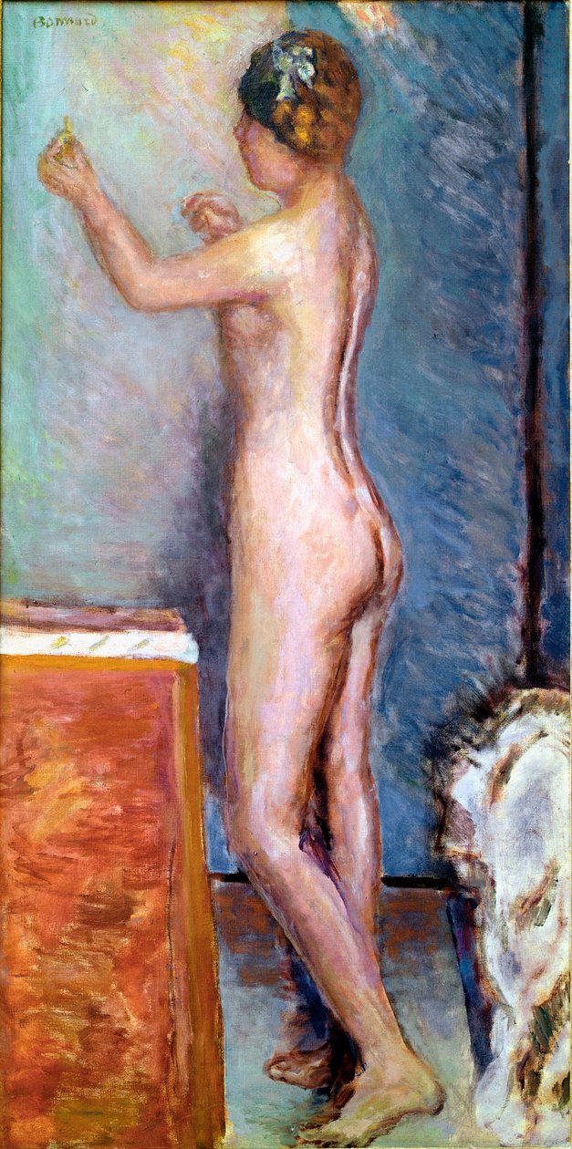 Akt na modrém pozadí od Pierra Bonnarda (1867-1947) 1915 Solothurn, sbírka Silvana Kochera od Pierre Bonnard
