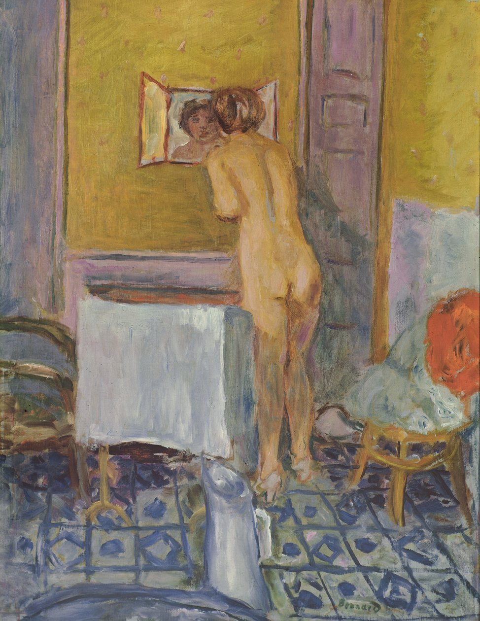 Nahá s červenou látkou (Nahá na její toaletě) od Pierre Bonnard