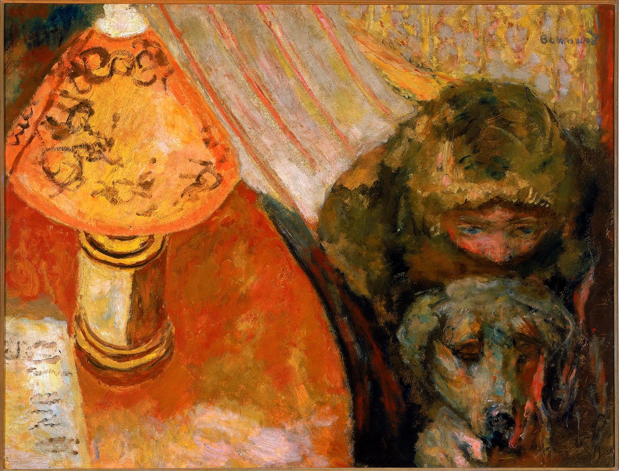 Malba interiéru osvětleného lampou od Pierre Bonnard