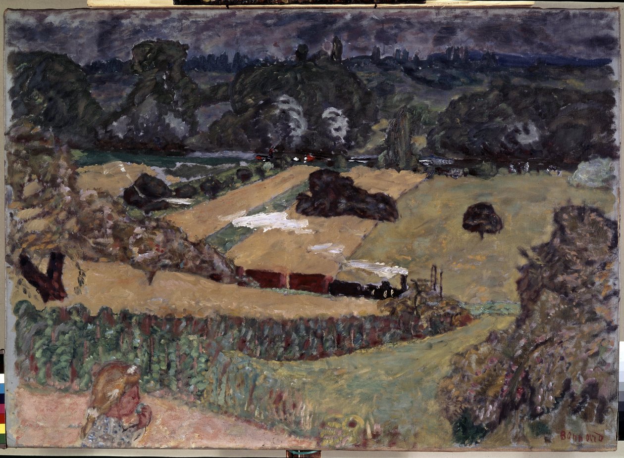 Krajina s nákladním vlakem. Obraz Pierra Bonnarda (1867-1947) od Pierre Bonnard