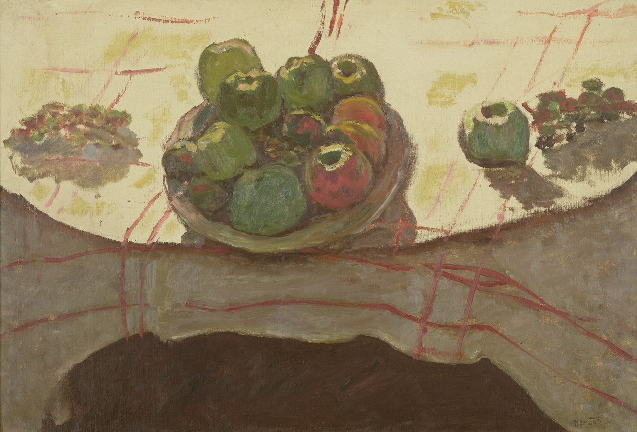 Talíř jablek na stole, cca 1910-12 (olej na plátně) od Pierre Bonnard