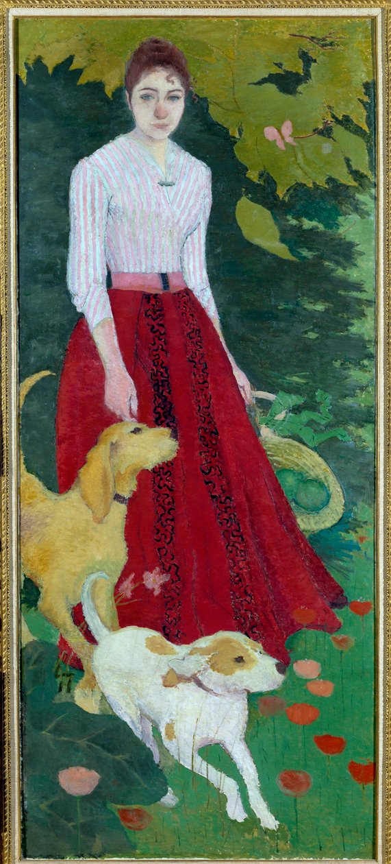 Portrét v úpatí mademoiselle Andree Bonnard se svými psy od Pierre Bonnard