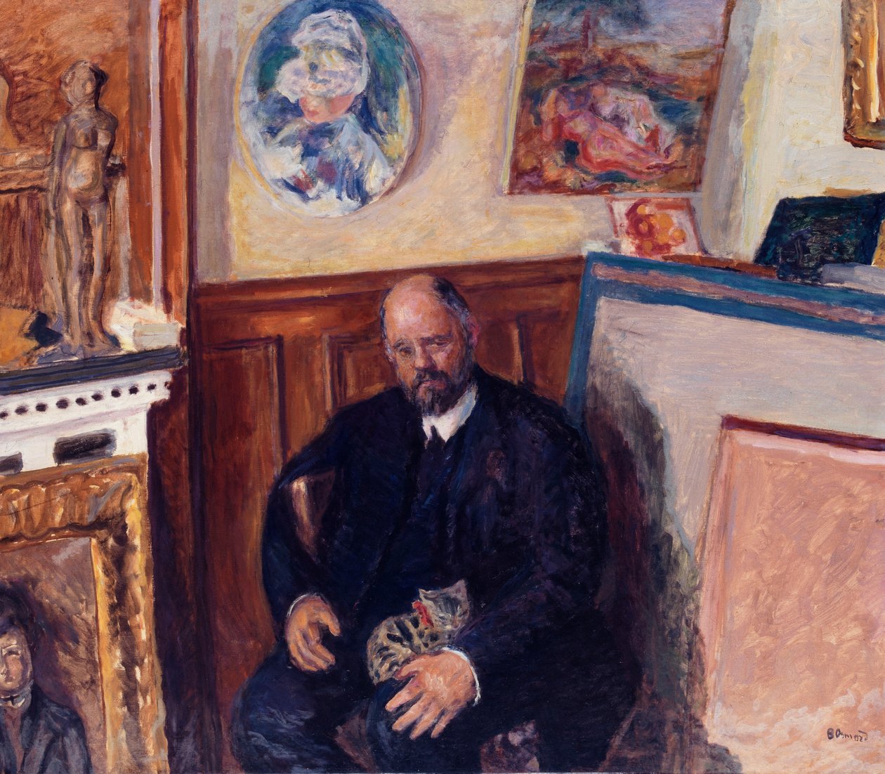 Portrét Ambroise Vollarda 1865-1939 s jeho kočkou, c. 1924. od Pierre Bonnard