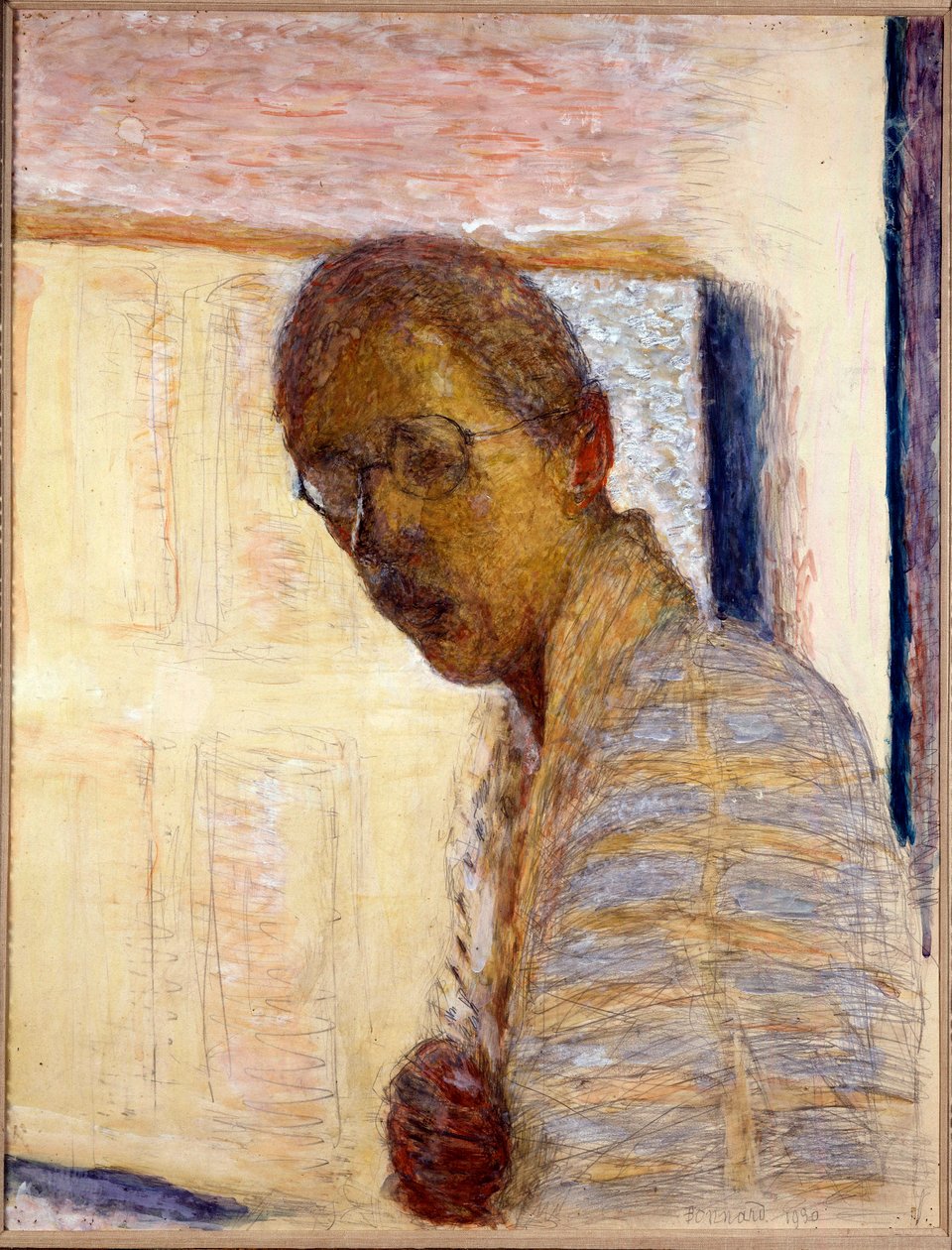 Autoportrét - 1930 (kvaš a tužka na papíře) od Pierre Bonnard