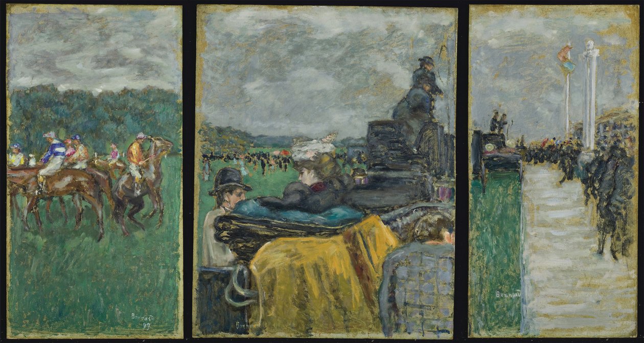 Dostihová dráha Longchamp Les Courses à Longchamp. Triptych, 1897 od Pierre Bonnard