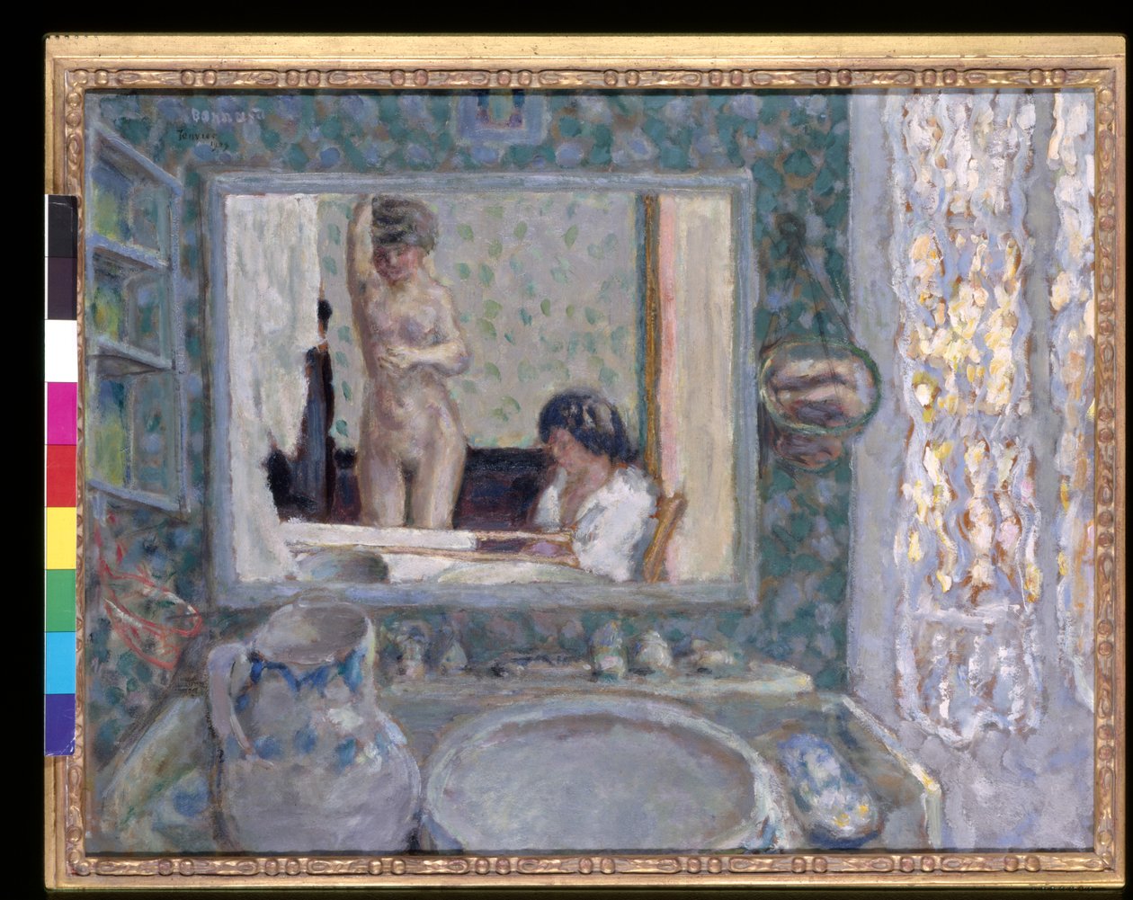 Zrcadlo v zeleném pokoji (La Glace De La Chambre Verte) (olej na papíře) od Pierre Bonnard