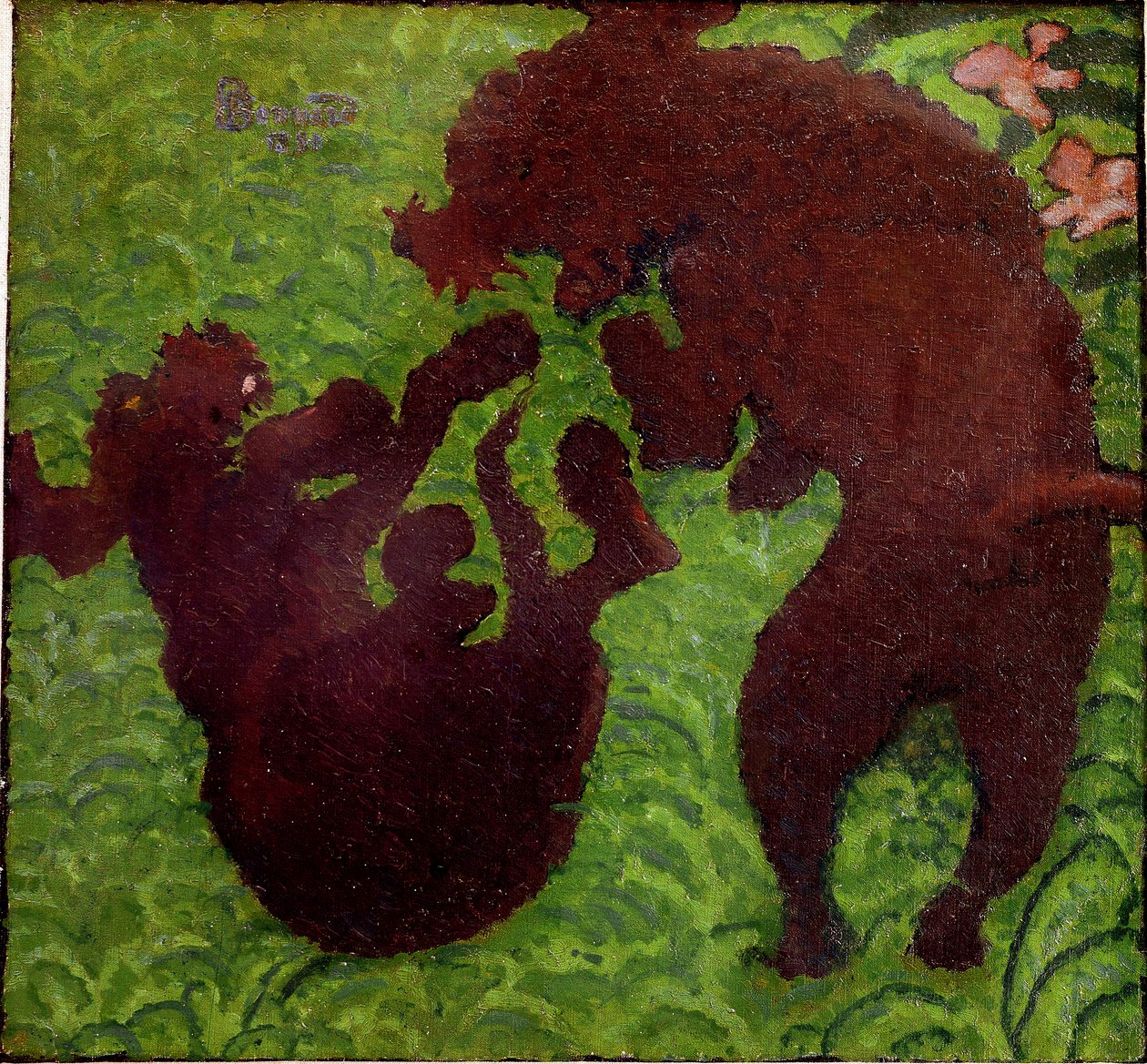 Koroptev Dva psi si hrají v trávě. Obraz Pierra Bonnarda (1867-1947) Soukromá sbírka od Pierre Bonnard