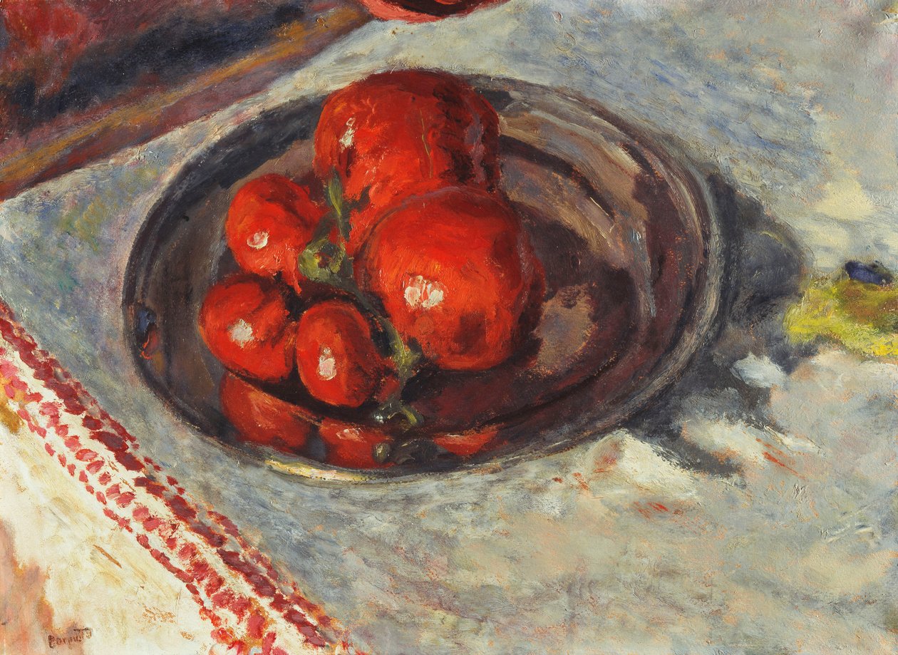 Rajčata; Tomates, kolem roku 1924 (olej na papíře položený na plátně) od Pierre Bonnard