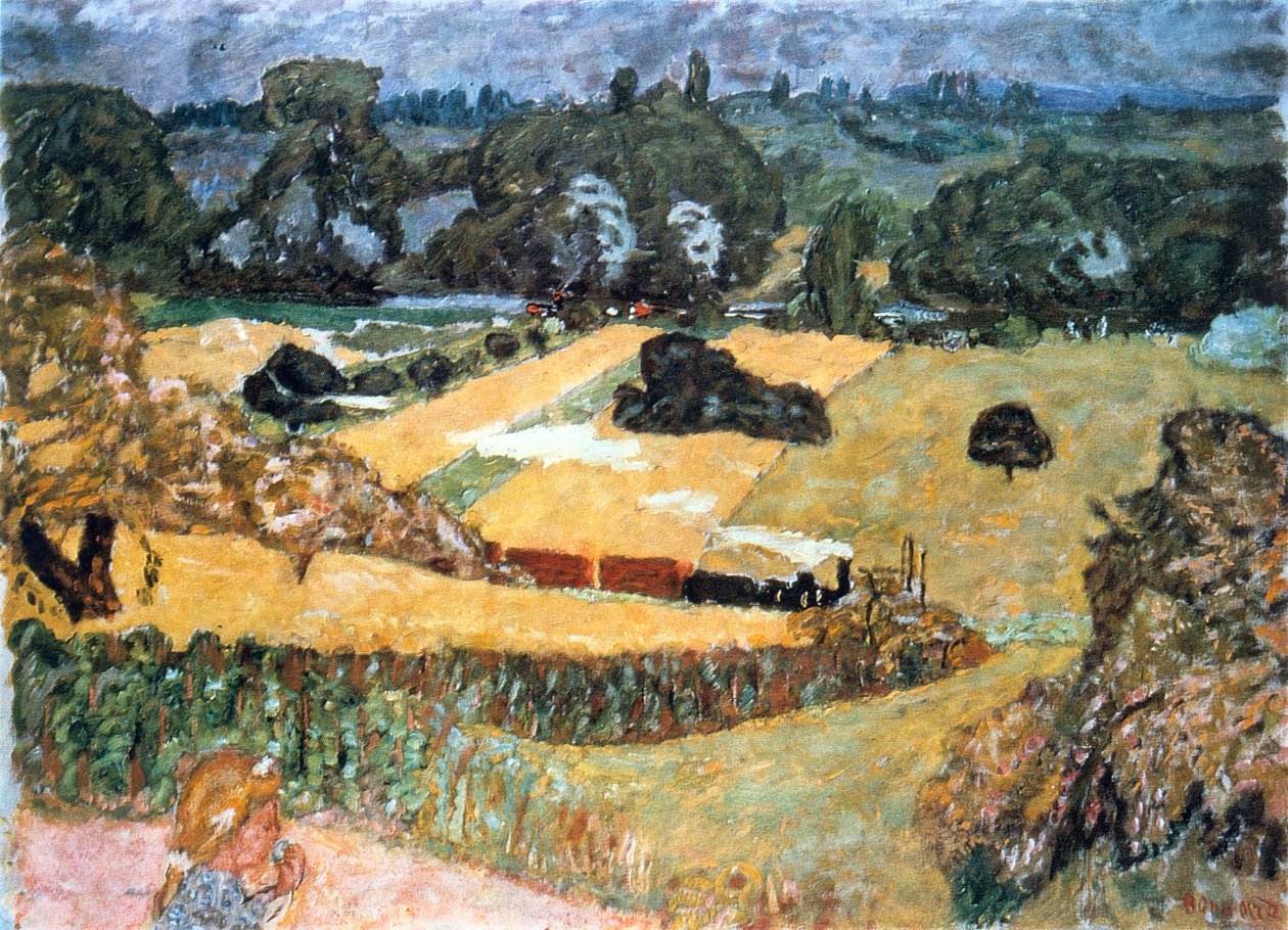 Vlak a Bardes, Krajina s nákladním vlakem, 1909 od Pierre Bonnard