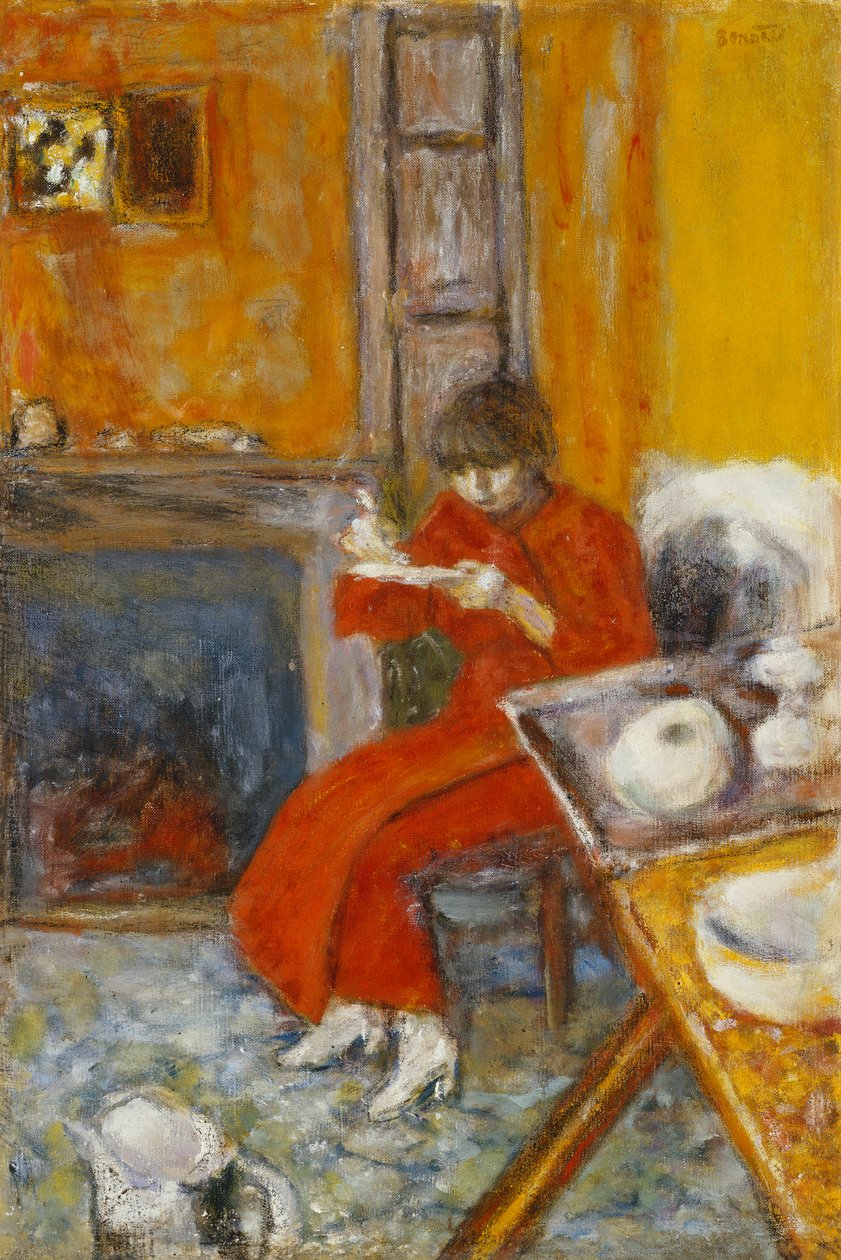 Žena v červeném rouchu; Žena v červeném županu od Pierre Bonnard