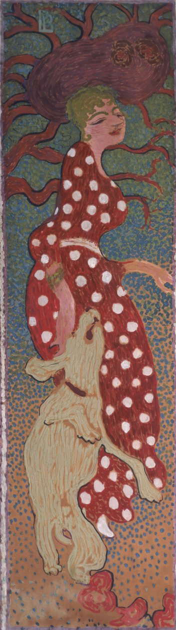 Žena v bílých skvrnitých šatech, jeden ze čtyř panelů Ženy v zahradě, 1891 (olej na papíře na plátně) od Pierre Bonnard