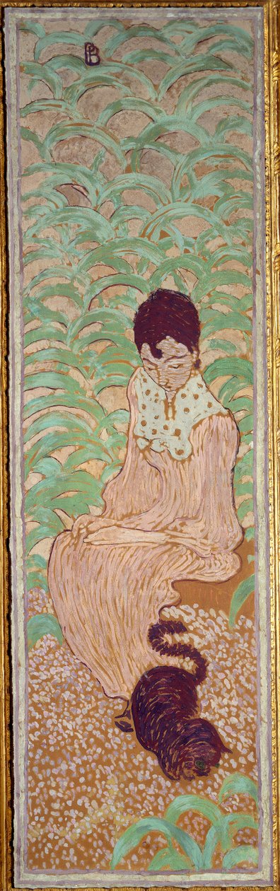 Žena sedící u kočky od Pierre Bonnard
