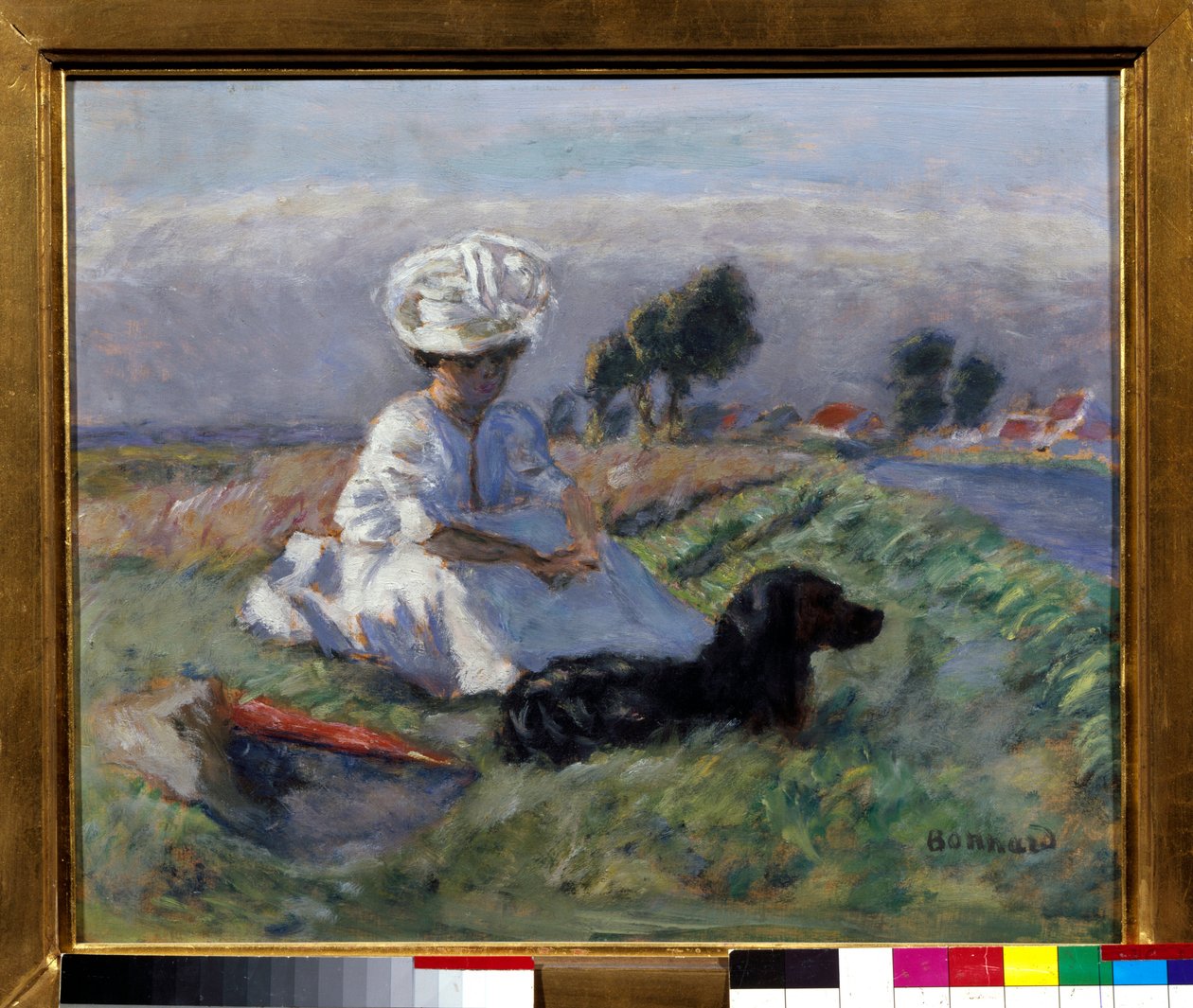 Žena se psem (olej na plátně) od Pierre Bonnard