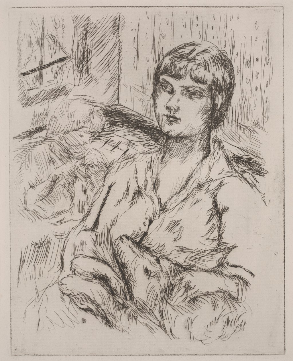 Žena se psem, ilustrace z "Dingo" od Octave Mirbeau od Pierre Bonnard
