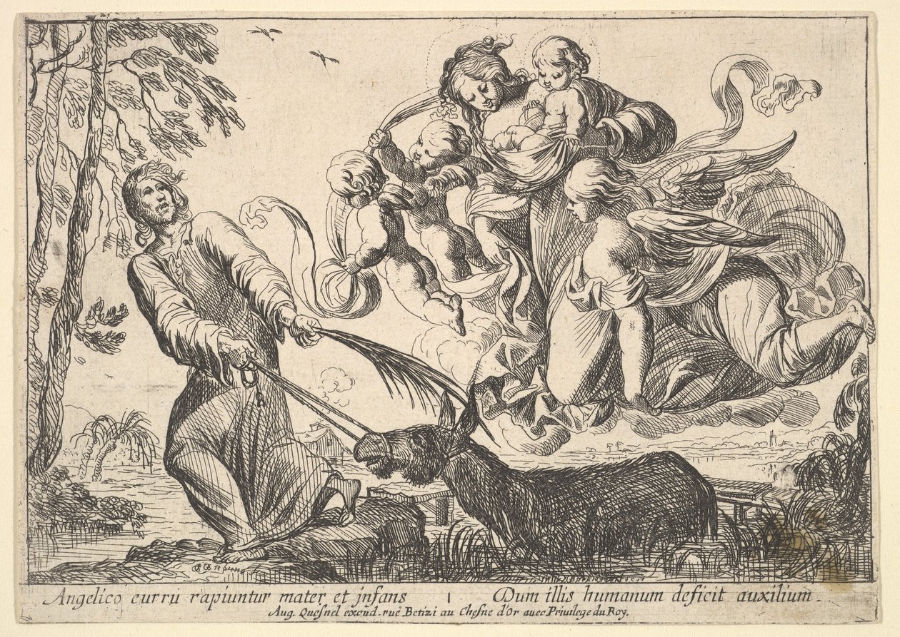 Andělé zvedají pannu a dítě, 1610-42. od Pierre Brebiette