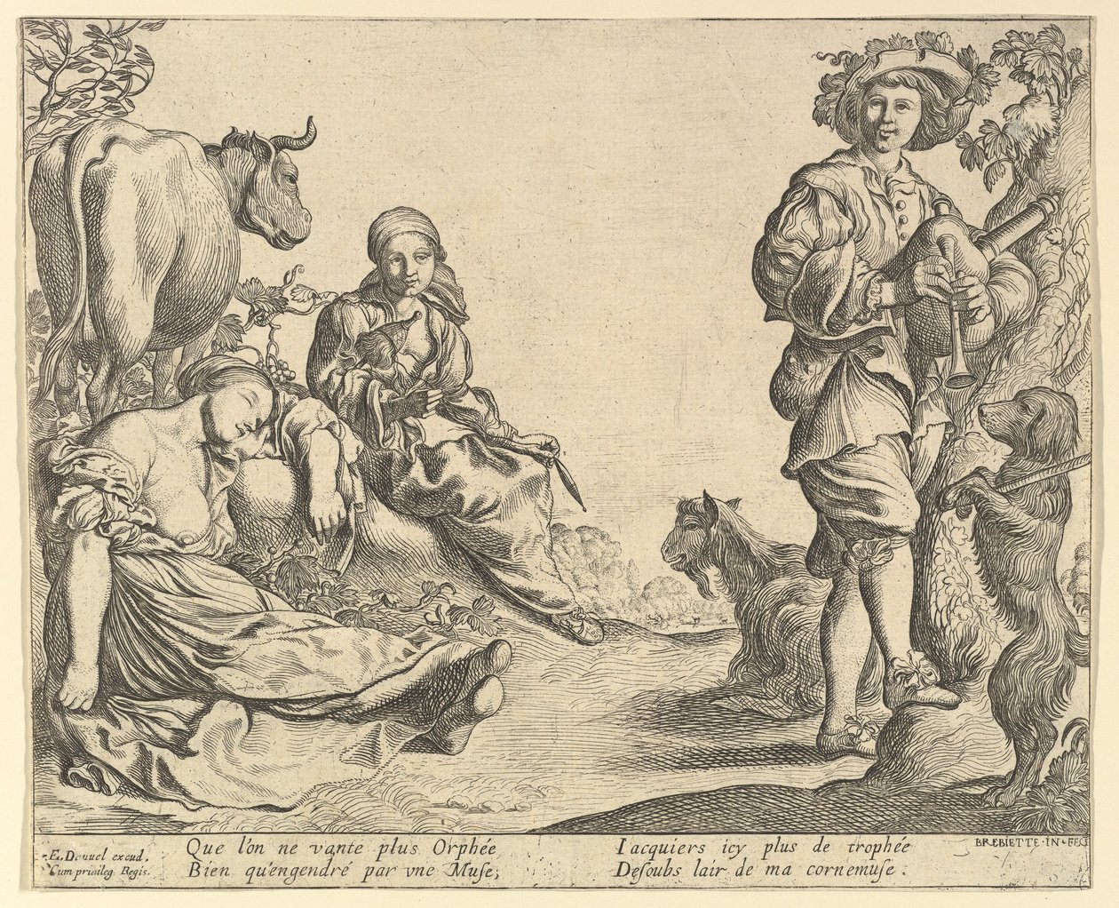 Hráč na dudy, 1610-50. od Pierre Brebiette