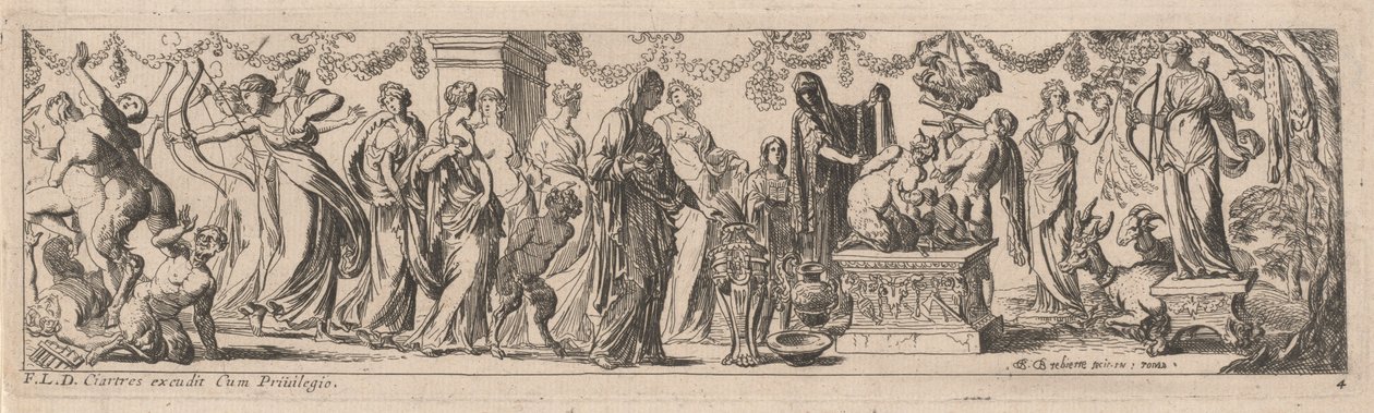 Žena Satyr s dětmi na oltáři od Pierre Brebiette