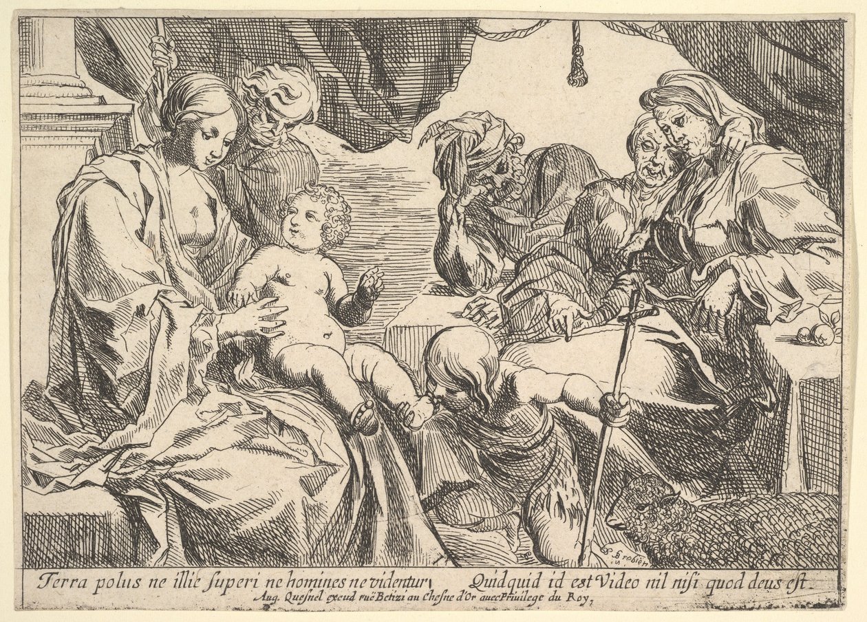 Svatá rodina se svatými, 1610-42. od Pierre Brebiette