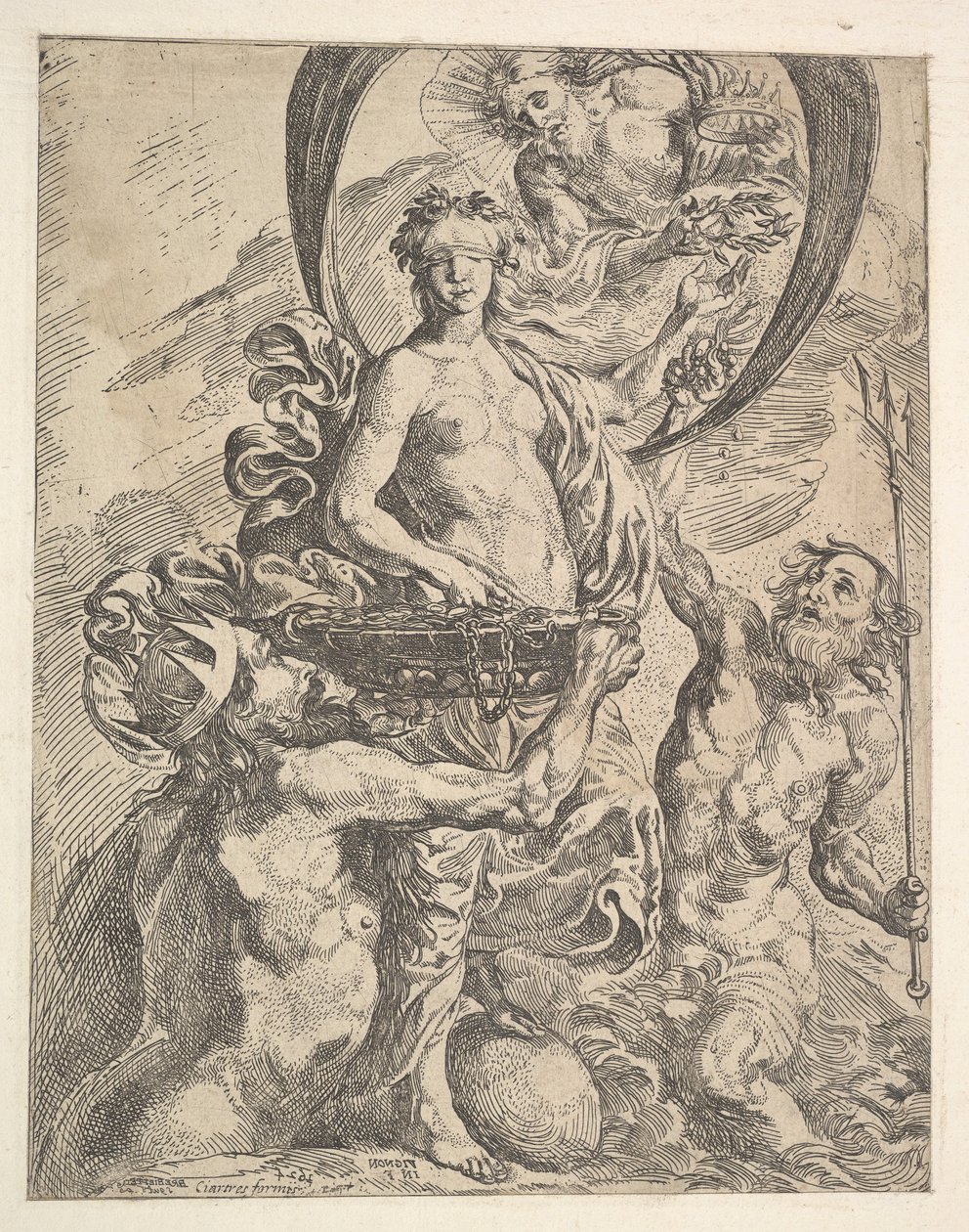 Jupiter, Pluto a Neptun nabízejí své bohatství Fortune, 1624. od Pierre Brebiette