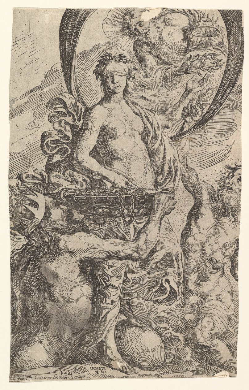 Jupiter, Pluto a Neptun nabízejí své bohatství Fortune, 1624. od Pierre Brebiette