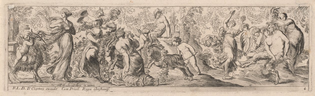 Putto pasení koz přes girlandy od Pierre Brebiette