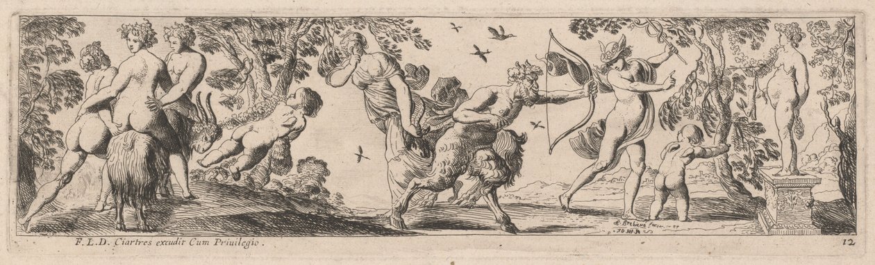 Satyr a Merkur Střelba na sochu od Pierre Brebiette