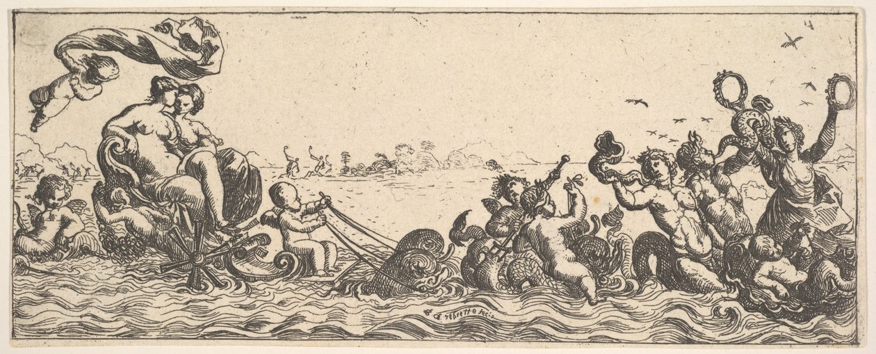 Dvě ženy sedící ve skořápce, 1615-42. od Pierre Brebiette