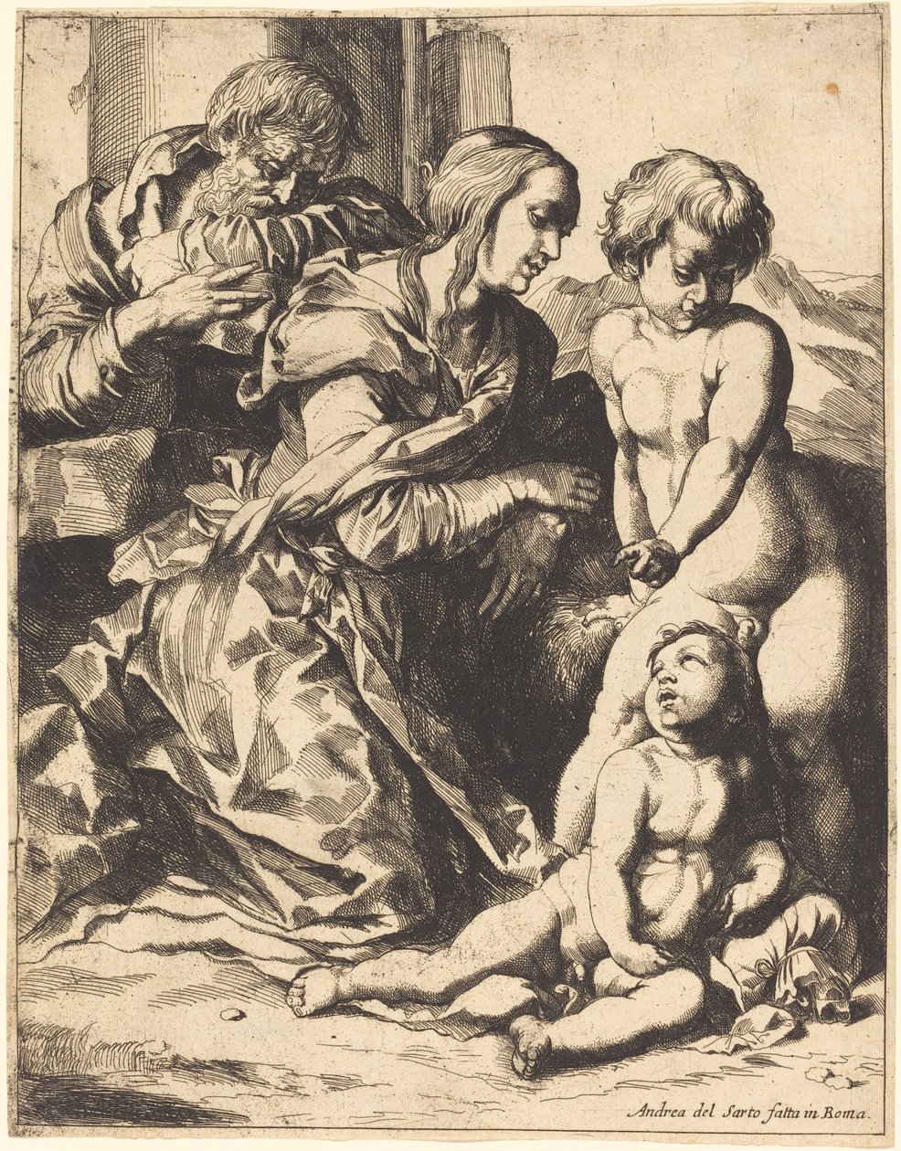 Svatá rodina od Pierre Brebiette after Andrea del Sarto