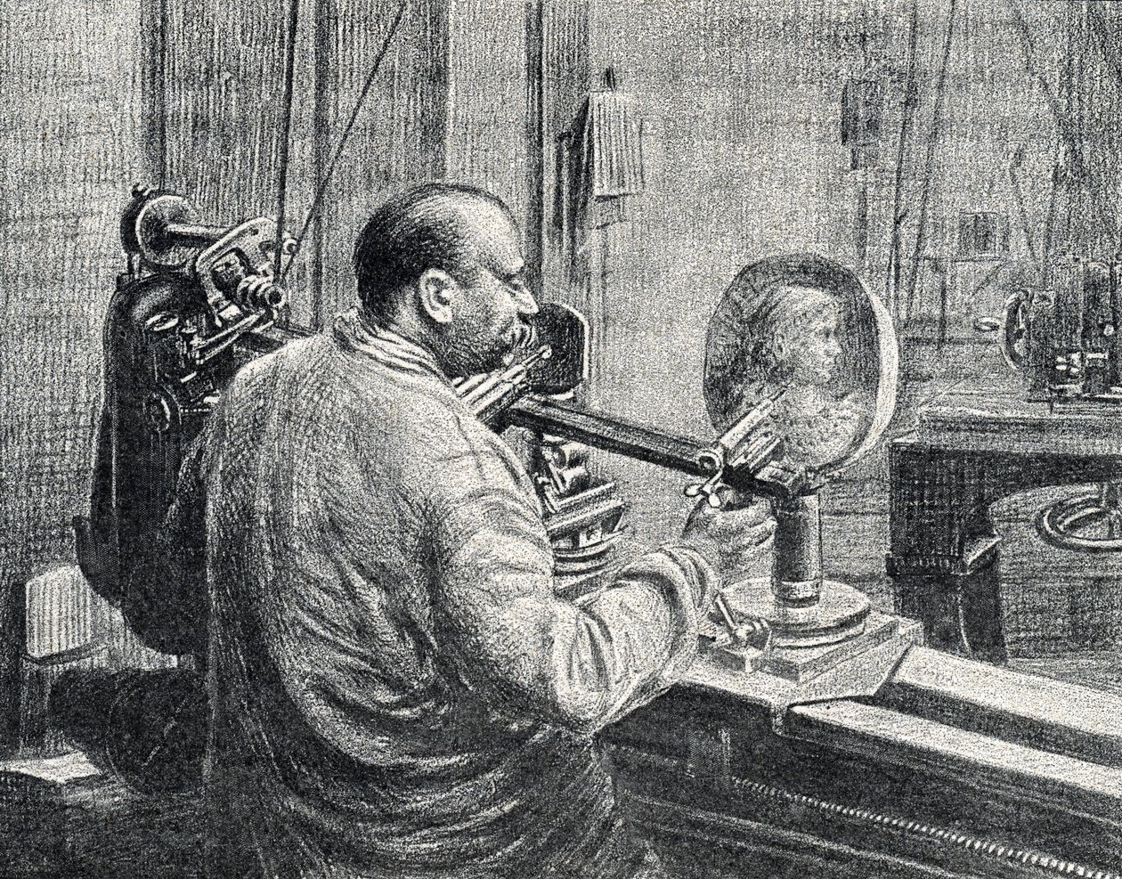 Medaiér používající jakousi pantografovou frézku Rytina z „Excursion a travers les metiers“ od Pierre Calmette Private Collection od Pierre Calmettes