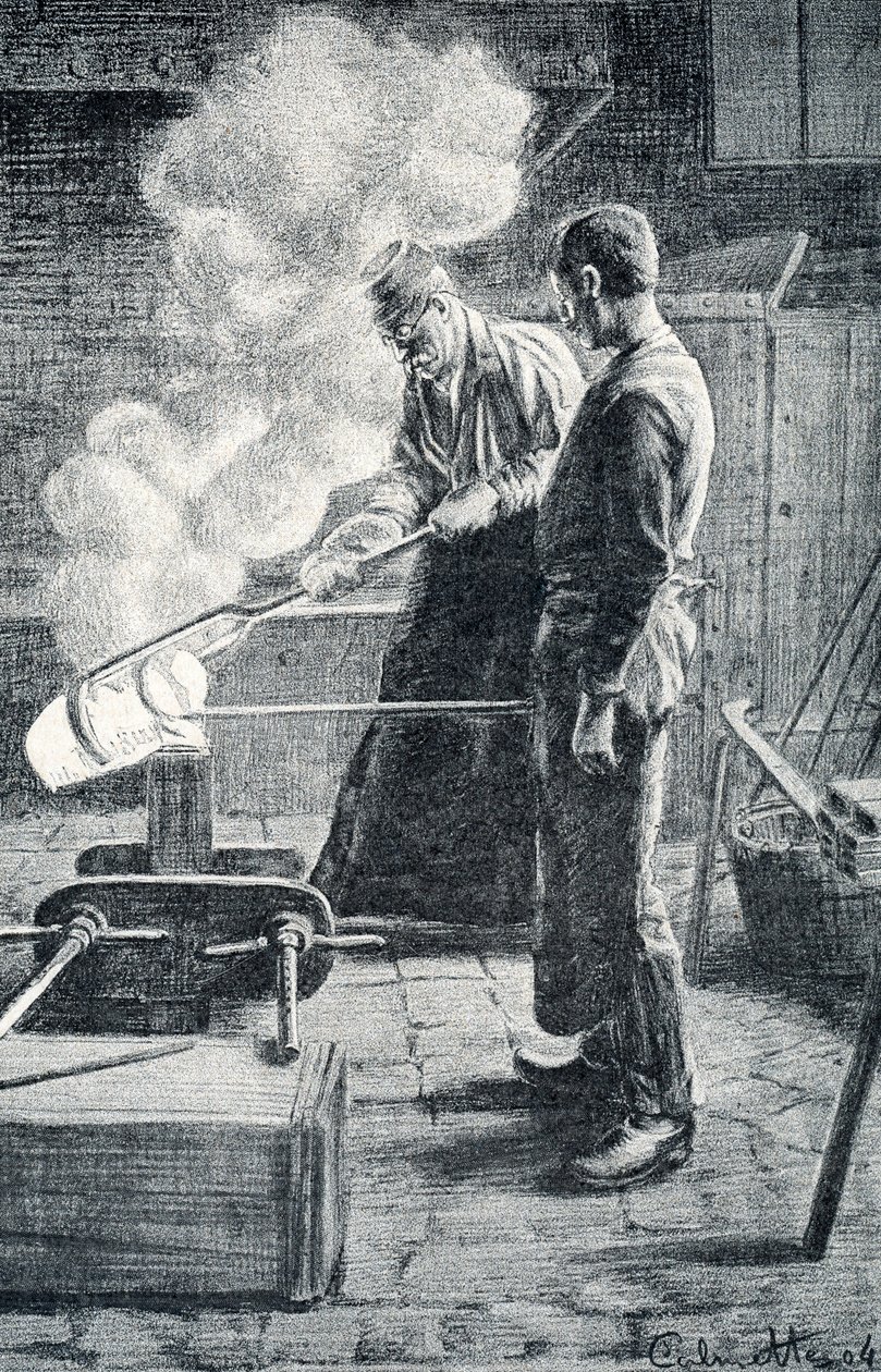 Výroba příborů: litý ingot do formy od Pierre Calmettes