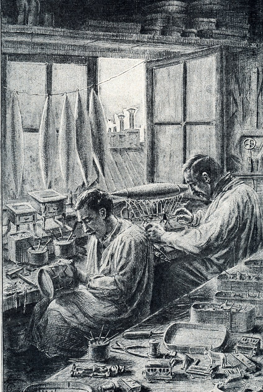 Pařížští dělníci vyrábějící rytiny hraček ze soukromé sbírky Pierre Calmette od Pierre Calmettes