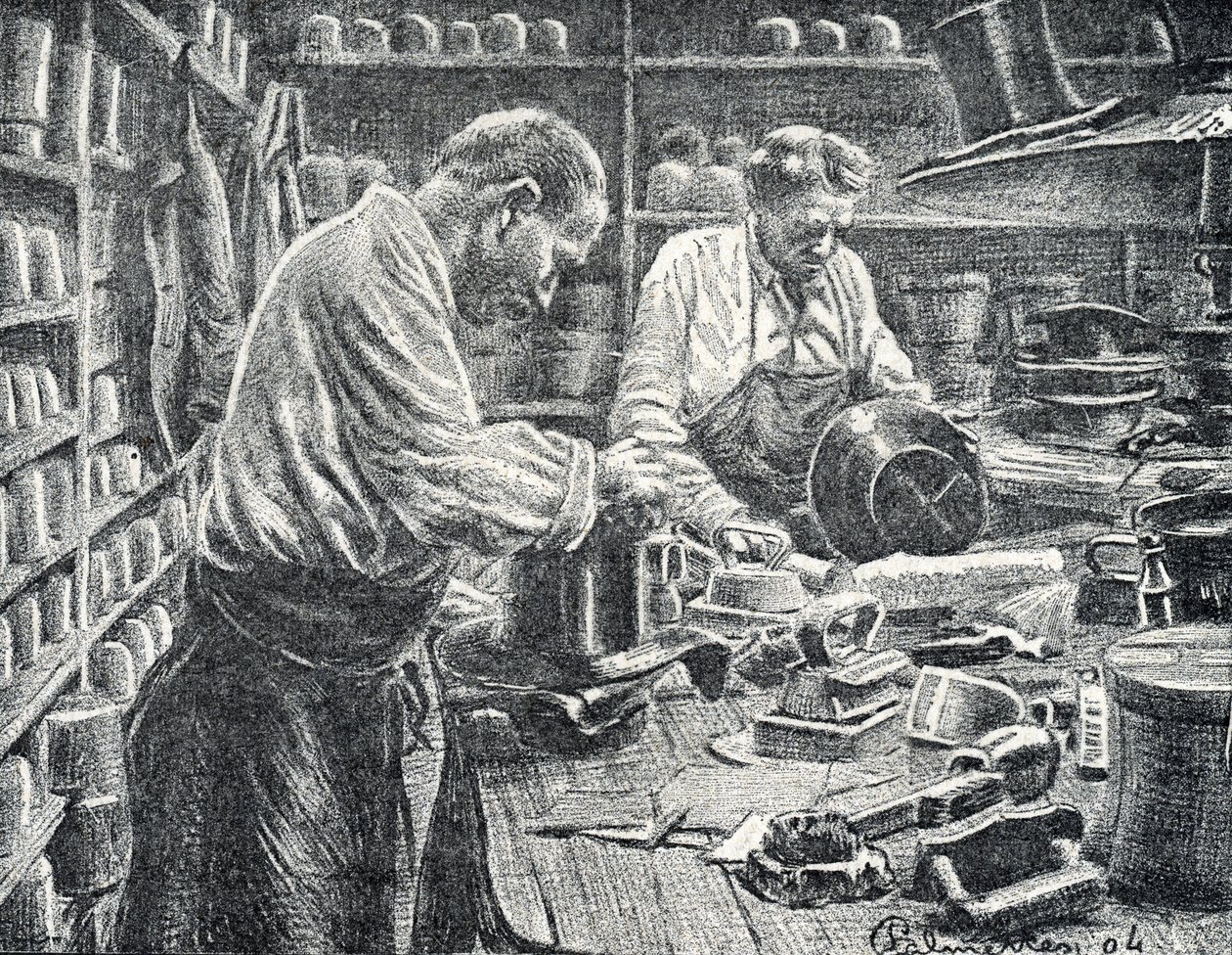 Výroba hedvábných cylindrů Gravírování ze soukromé sbírky Pierre Calmette od Pierre Calmettes