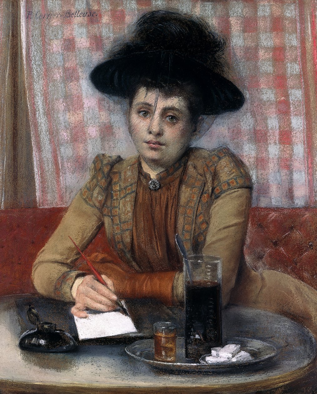 V kavárně, cca 1900-1901 (pastel na papíře položený na plátně) od Pierre Carrier Belleuse