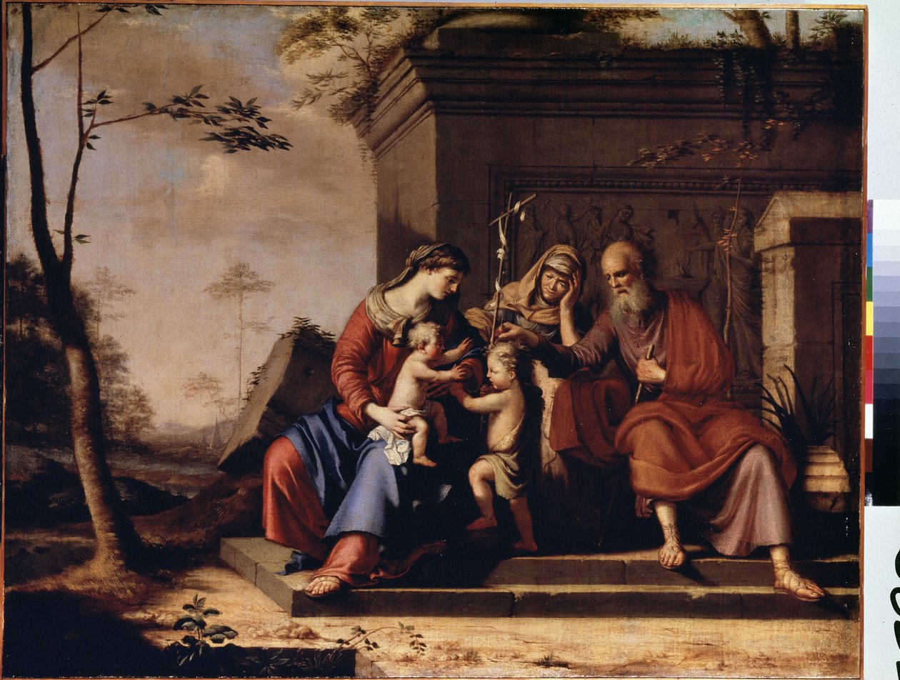 "Svatá rodina"" Malba Pierra Cauchyho (?-1687) 1655 Rozměr 78x106 cm Muzeum Ermitáž, Petrohrad, Rusko od Pierre Cauchy