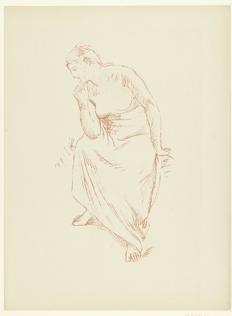 Zittende napůl naakte vrouw Studie sedící nahé ženy napůl zahalené Studie The Trial (název série) od Pierre Cécile Puvis de Chavannes