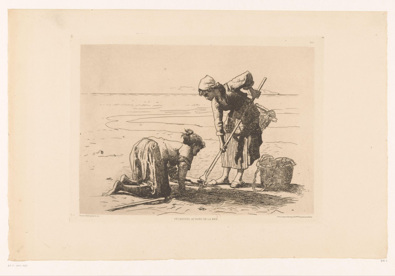Rybáři na pobřeží Pecheuses au bord de la mer. (název na objektu) od Pierre Celestin Billet