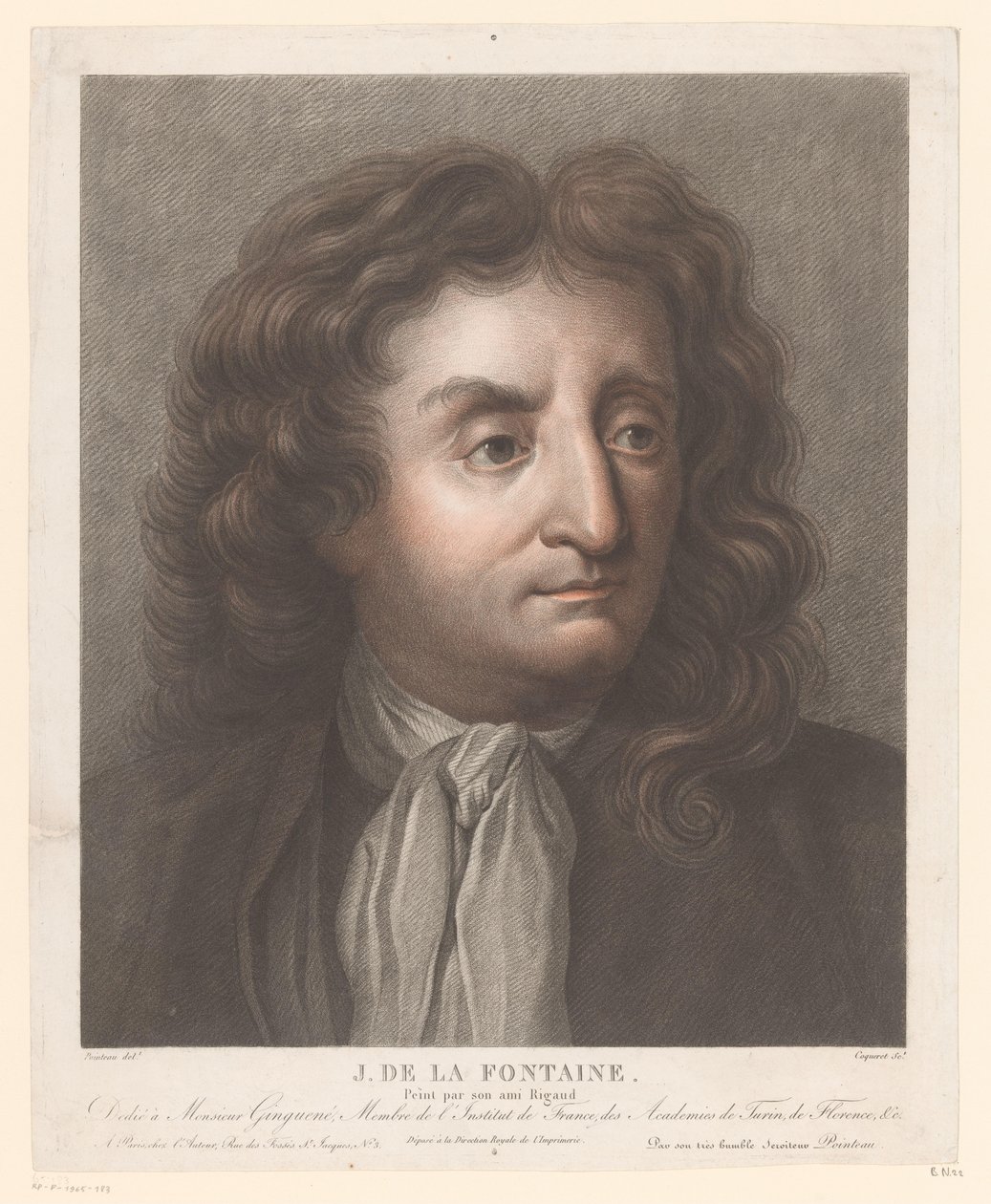 Portrét Jean de La Fontaine J. de la Fontaine. (název na objektu) od Pierre Charles Coqueret