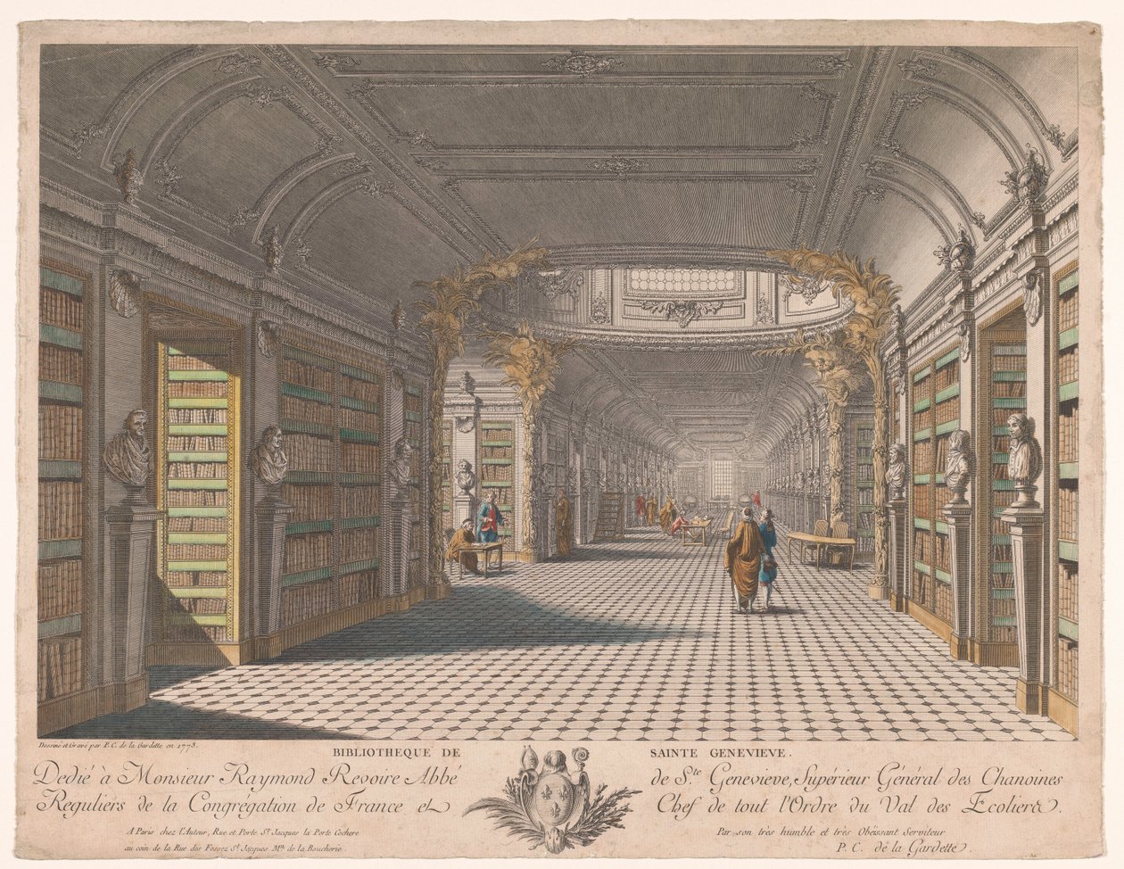 Knihovna opatství Sainte-Geneviève v Paříži Bibliotheque de Sainte Genevieve (název na objektu) od Pierre Claude Delagardette