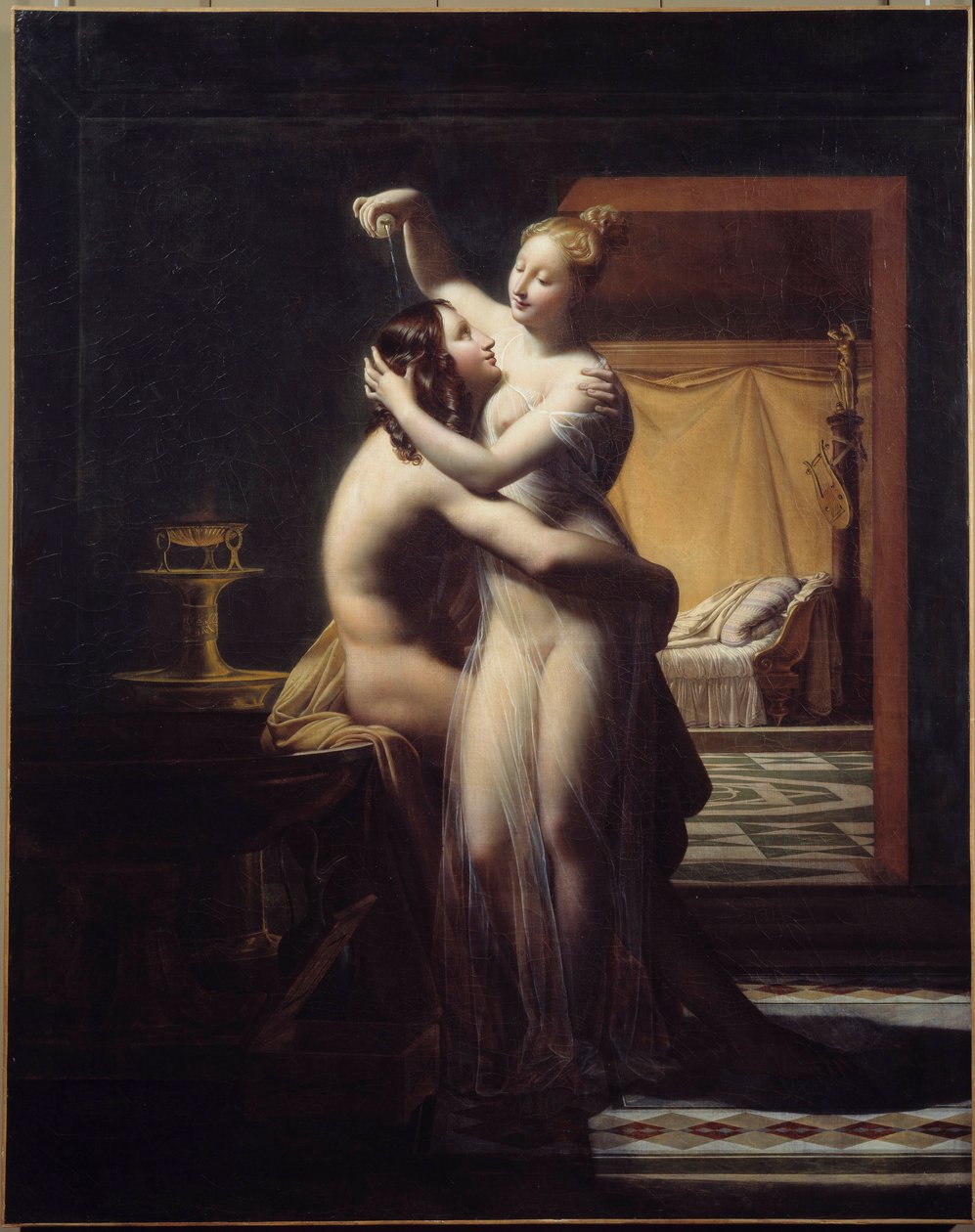 Hero and Leandre Lovers Hero a Leandre, legendární pár. Obraz Pierra Clauda Delorma (1783-1859) Brest 19. století, Musee des Beaux Arts. od Pierre Claude Delorme