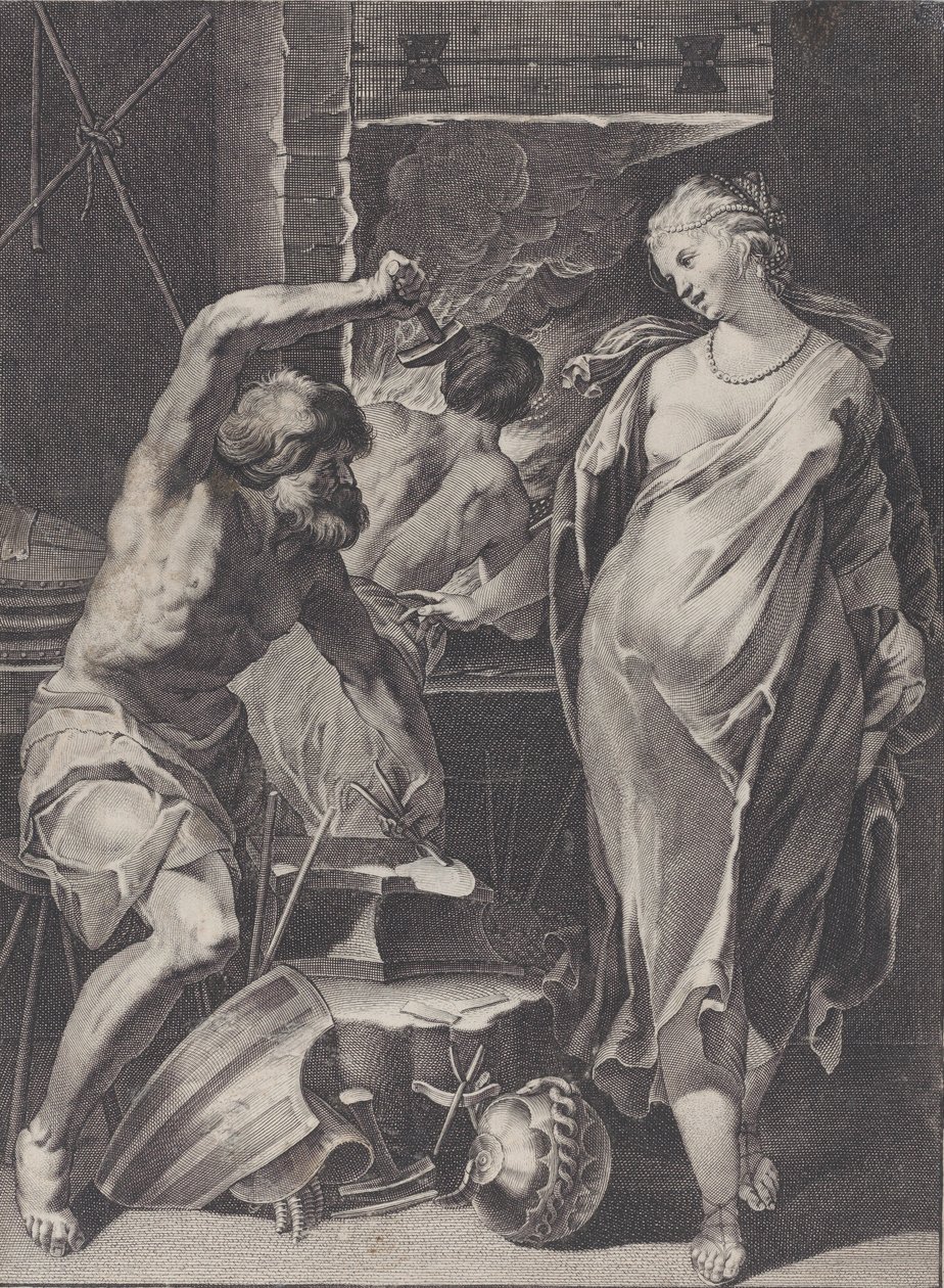 Vulcan ukující Achilleovo brnění, 1624-75. od Pierre Daret
