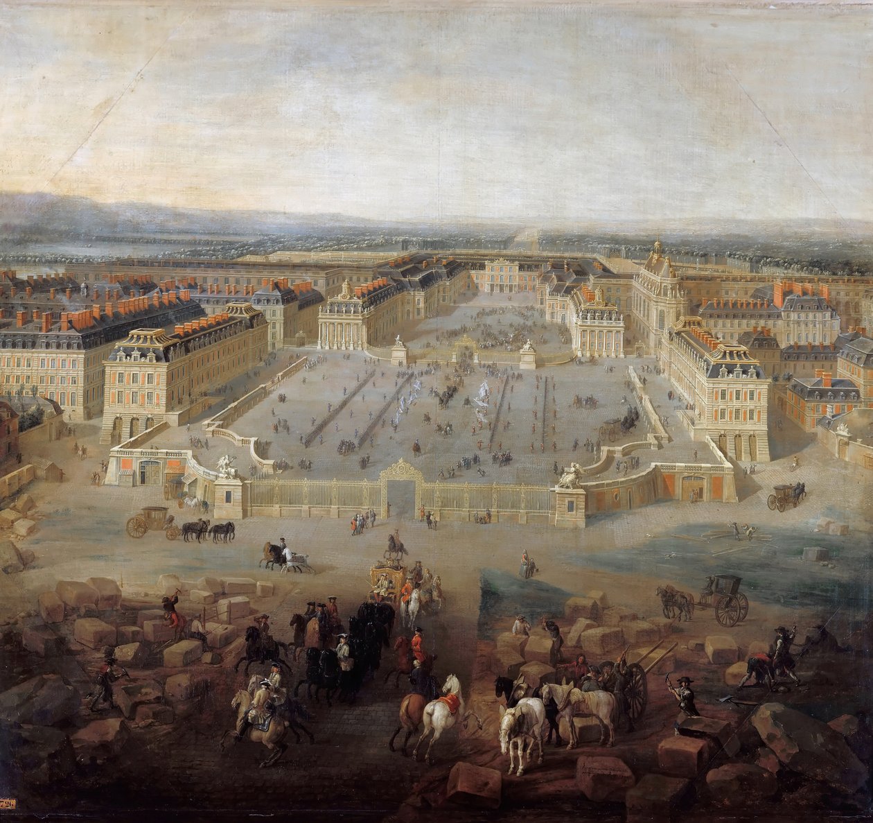 Pohled na palác ve Versailles z Place d