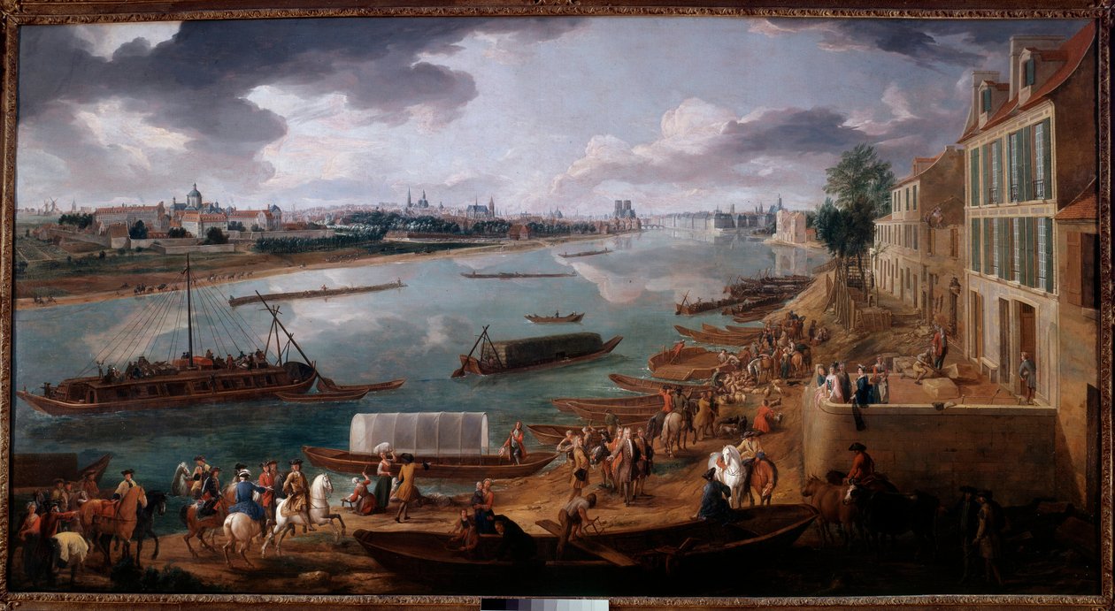 Pohled na Paříž, pořízený z Quai de la Rapee v roce 1716 Malba Pierra Denise Martina (1663-1742) 1716 Sun. 1,7x3,15 m Paříž, Musee Carnavalet od Pierre Denis Martin