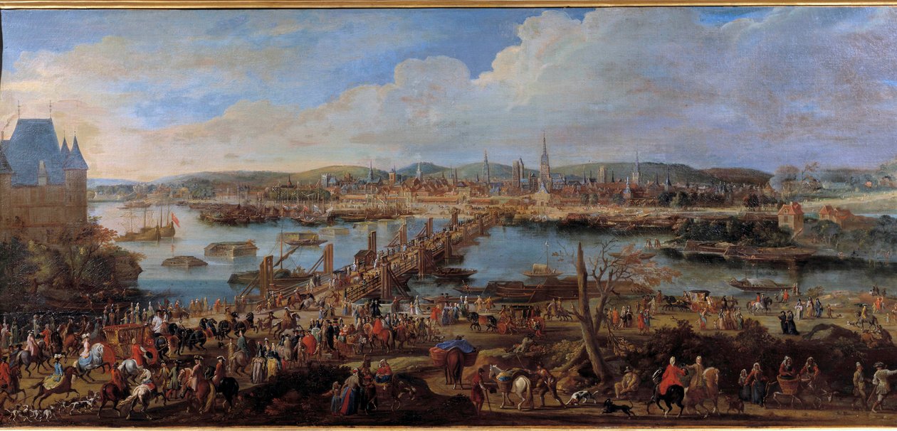 Pohled na město Rouen z malby Saint Sever od Pierra Denise Martina (1663-1742) Slunce z 18. století. 0,78x1,98 m Rouen musee des Beaux Arts od Pierre Denis Martin