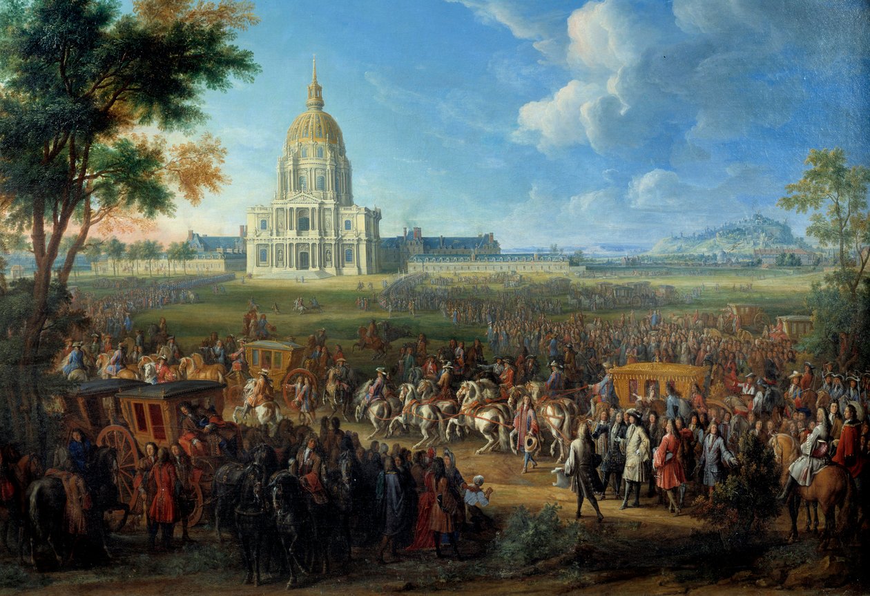 Návštěva krále Ludvíka XIV. v kostele Royal Hotel des Invalides nově dokončená 14. července od Pierre Denis Martin