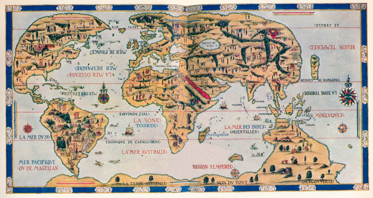 Dauphinova mapa světa, 1546, 1912 od Pierre Desceliers