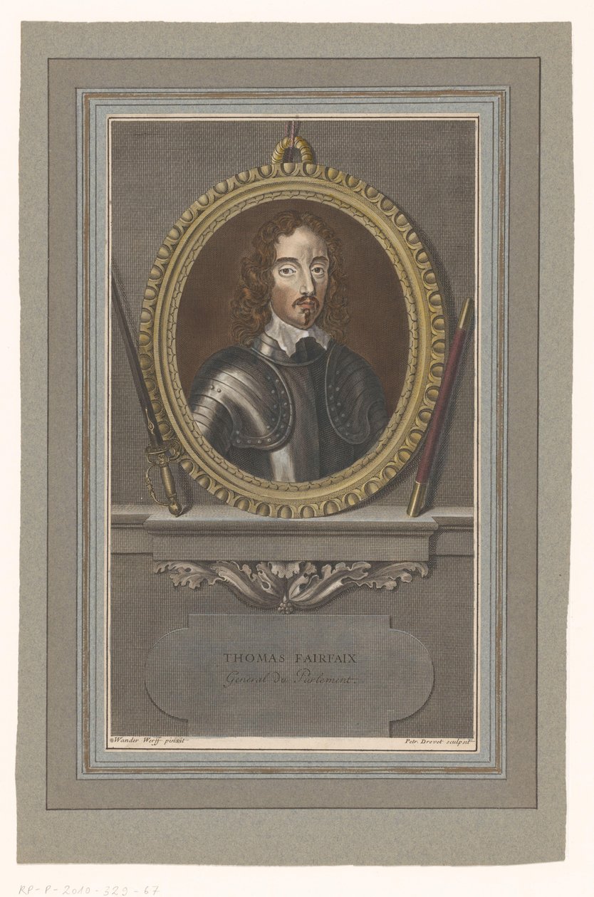 Portrét van Thomas Fairfax Thomas Fairfax (titul na objektu) od Pierre Drevet